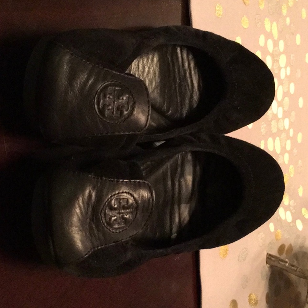 Tory Burch Edie black suede flats SUPER SALE $99